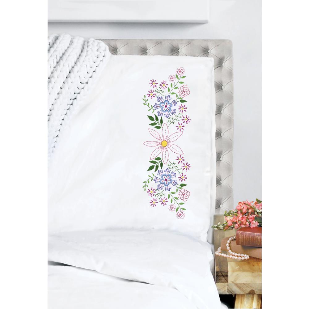 Star Flower Stamped Embroidery Pillowcase 2Pkg 20 X30 Stitch It Central