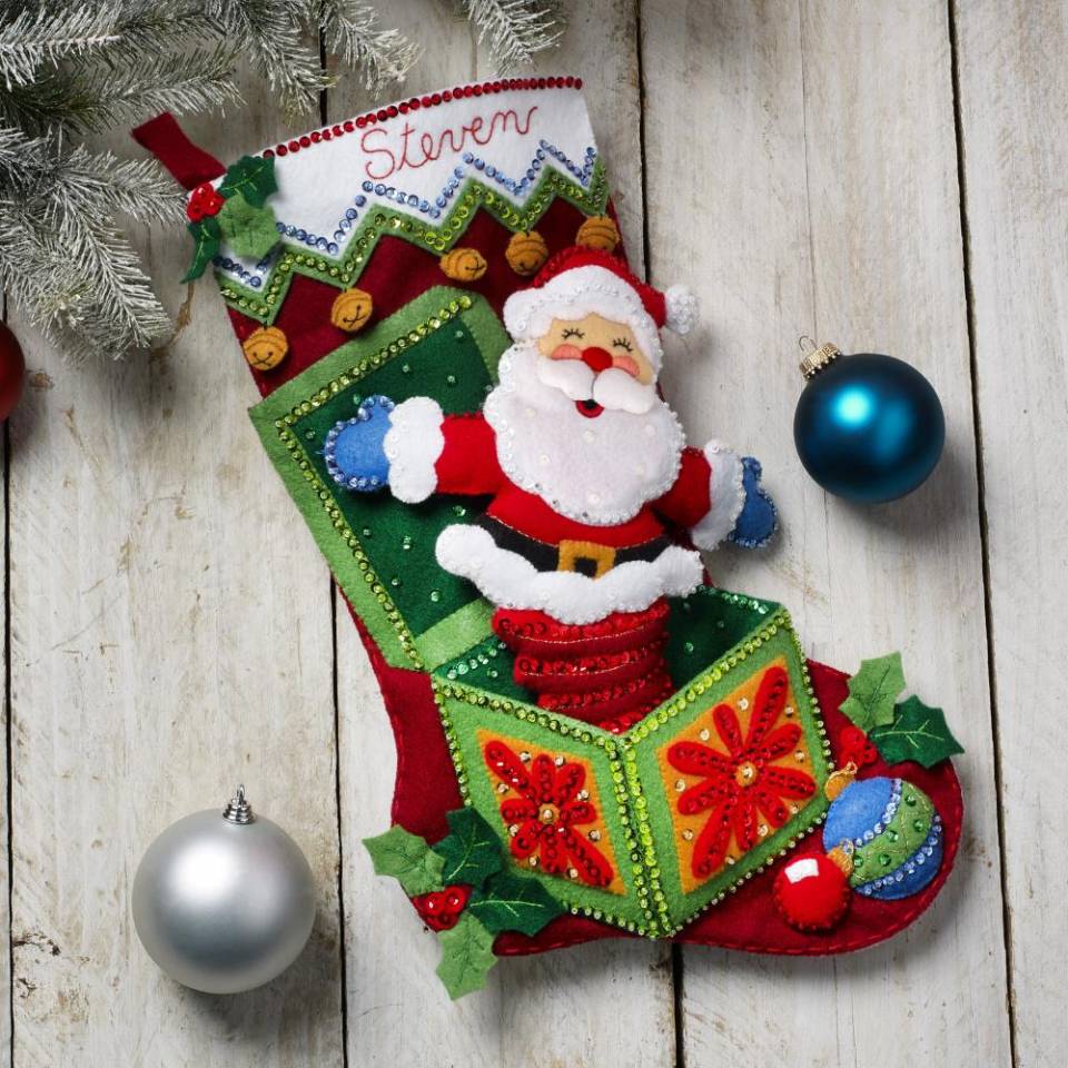 Bucilla 18 Stocking Felt Applique Kit Nordic Santa