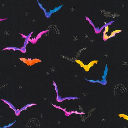 Bat-tastic - Bats Night w/Glitter # WELM21708438 - Quilting Fabric