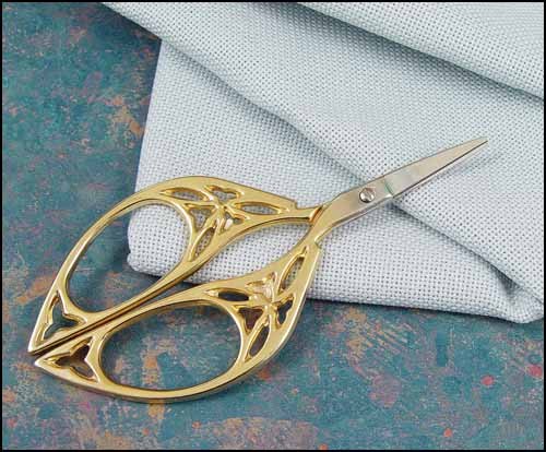 Red Bronze Handle Victorian Embroidery Scissors